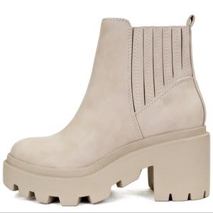 Nude chunky lug sole platform boot.